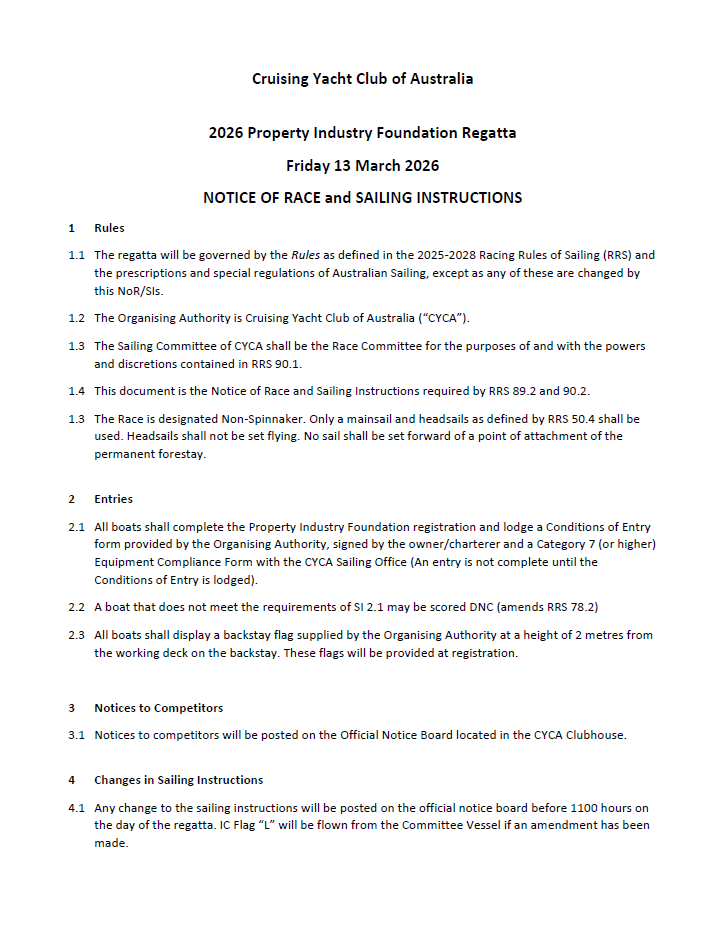 26 NSW Regatta - Sailing Instructions